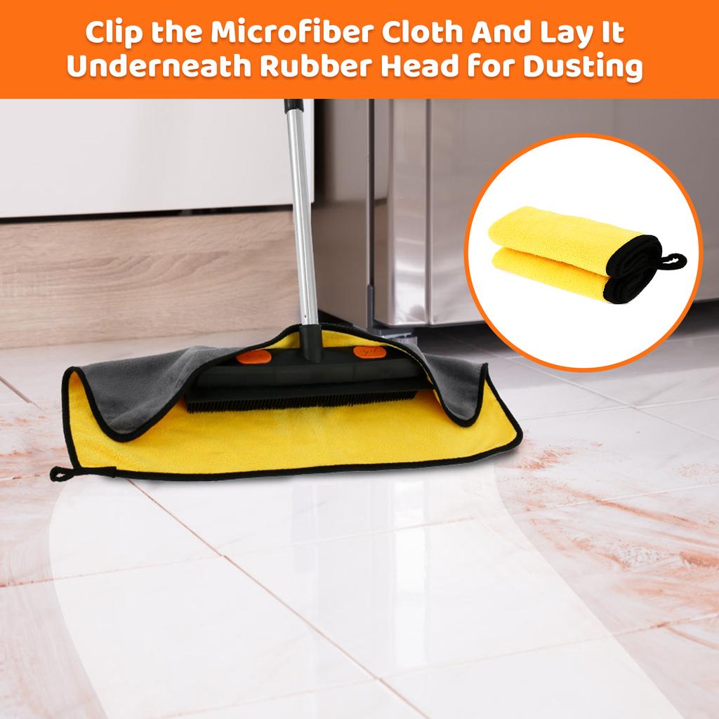 4Pcs Rubber Broom with Squeegee Washable Carpet Rake Broom with Adjustable Handle   Reusable Fur Remover Broom Portable