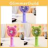 Cute Cartoon Round Ear Solid Base Stand Fan Lithium Battery Operated Handheld Rechargeable Fan