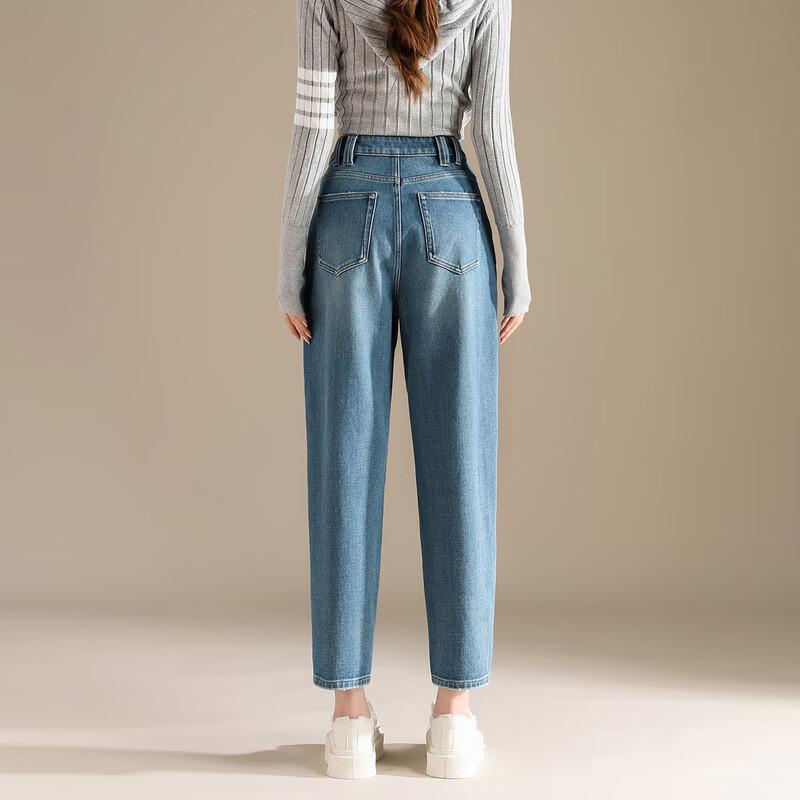 RAIN.CUN Women's High-Waist Loose Straight Leg Harem Jeans