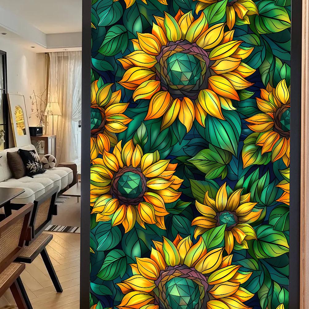 

Цветная ретро цветочная и птичья статическая пленка для окон - Без клея, Съемная 45x100cm Frosted