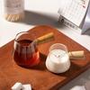 Mini Coffee Glass Milk Jug with Wooden Handle