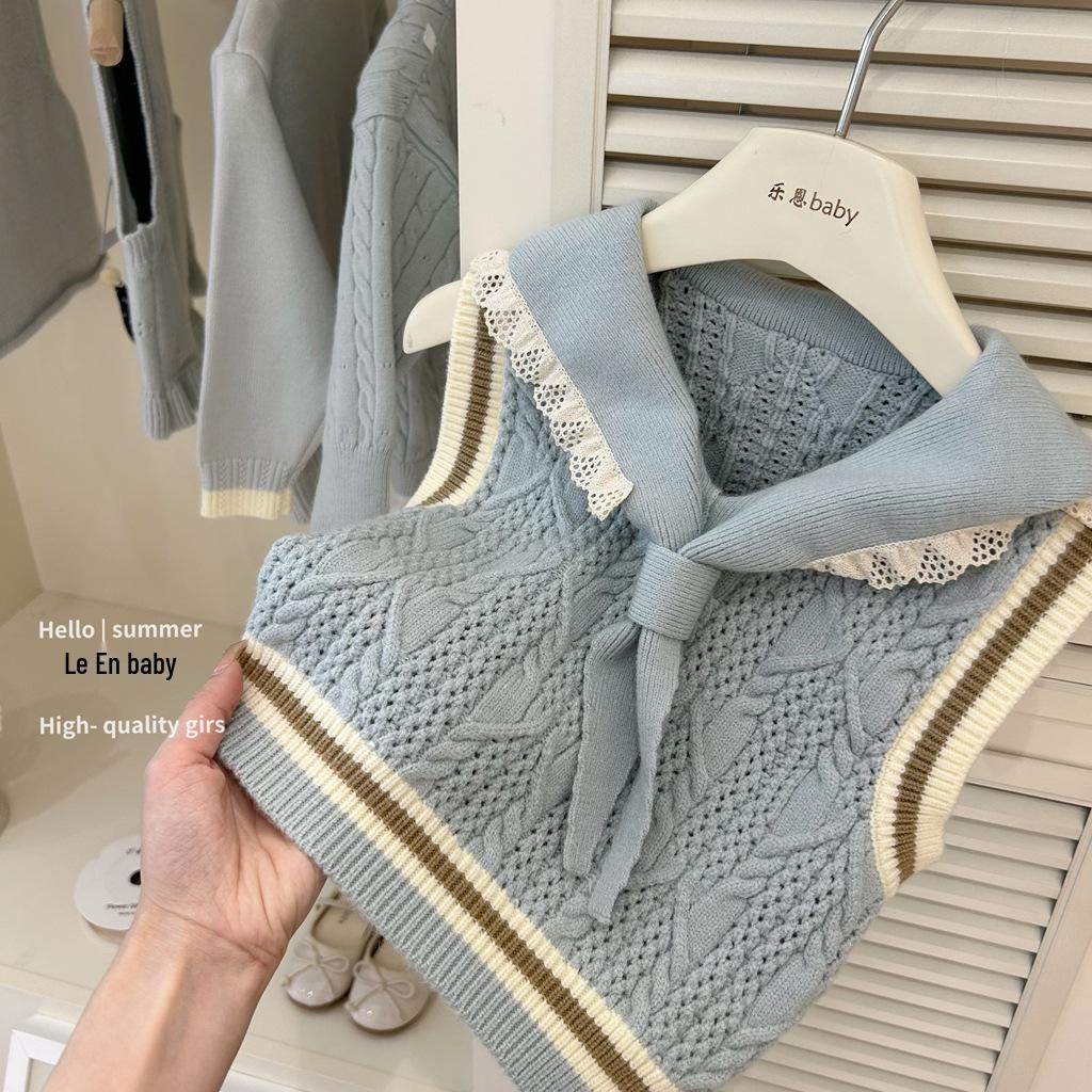 

Leenbaby 25: Комплект для девочек: преппи жилет с темно-синим воротником и плиссированная клетчатая юбка для весны/лета 100cm