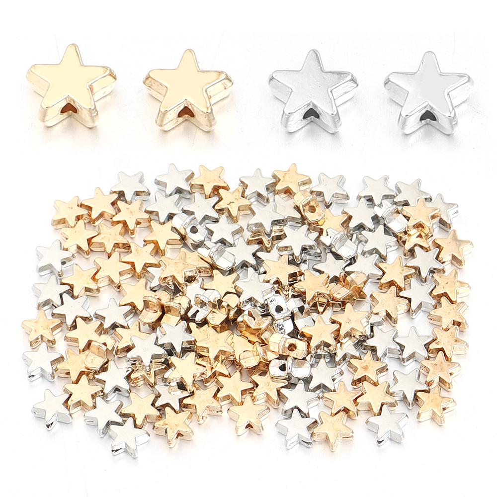 200pcs/lot 6mm Star CCB Beads Pentagram Bead Spacer Beads For Jewelry Making DIY Bracelet Necklace Plastic Loose Beads Wholesale