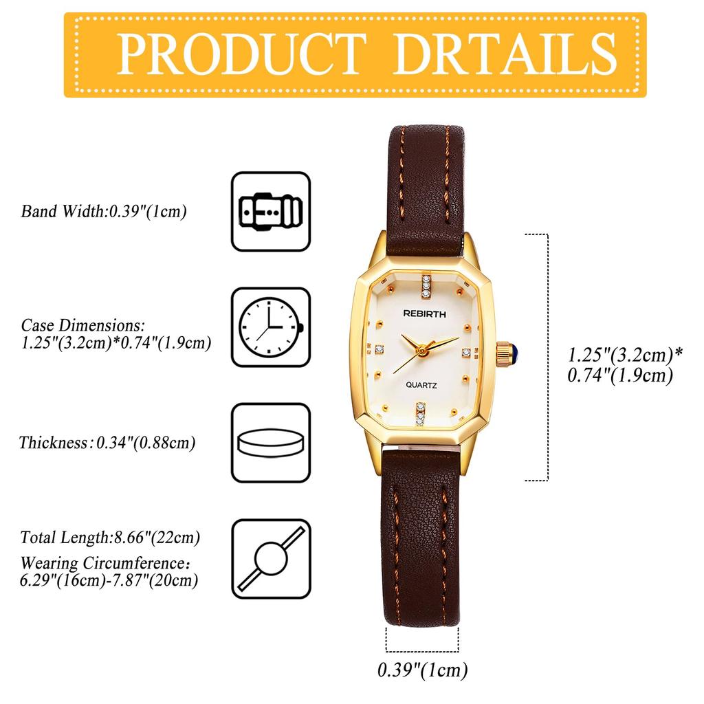 Women's Genuine Leather Band Watch Square Waterproof Quartz Watch Stainless Steel Diamond Analog Display Fashion Watch Cute Popular Ranking -
