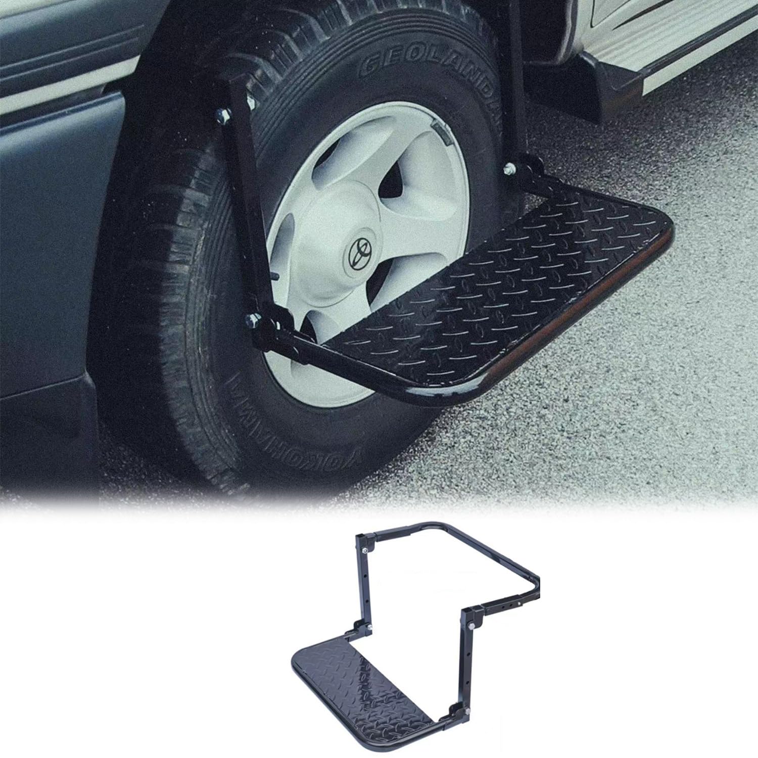 

Универсальное автомобильное колесо для мытья автомобиля, грузовика, экстерьера, складная ступенька, лестница, строительные леса, подставка, аксессуары и обслуживание, кемпинг, вес 150 кг чёрный