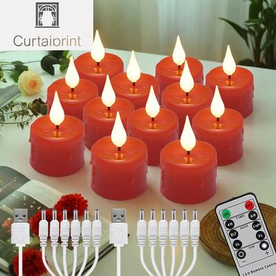 נרות אלקטרוניים עם שלט רחוק מתוזמן, ללא עשן, מהבהבים, נטענים, נרות לקישוט חתונה ובית, נרות תה
