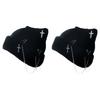Gothic Knitted Beanie Hat for Women Y2K Cat Ear Hat Handmade Crochet Skull Hat Female Teens Subculture Headwear