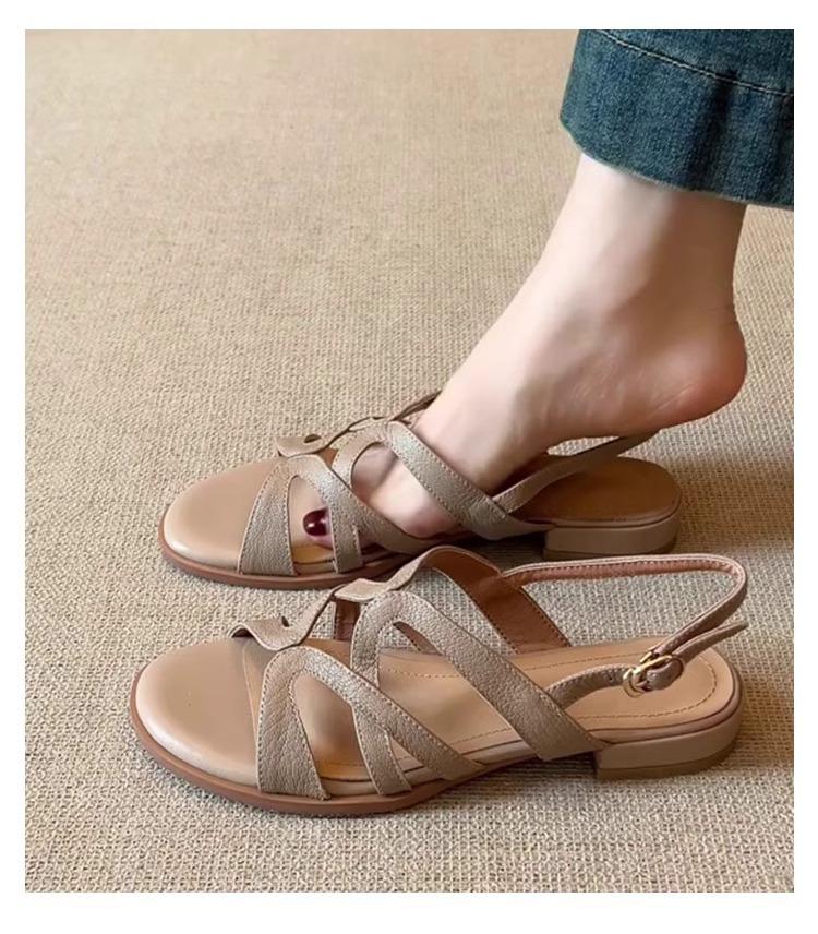 

Версия из овчины~ летняя мягкая кожа мягкая подошва дышащие балетки новые универсальные повседневные с круглым носком сандалии с открытым носком женская обувь 40 коричневый