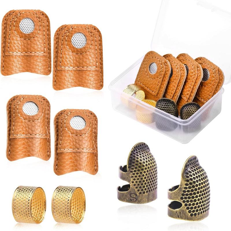BUDDUR Retro Sewing Thimble Kit With Finger Protector Sewing Needles And Storage Box DIY Handmade Craft Accessories Tools Set