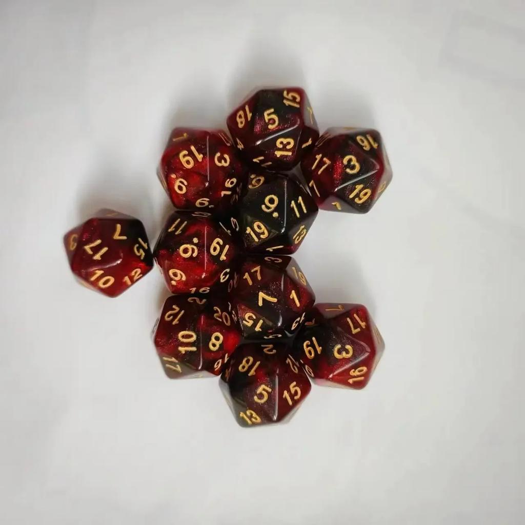 10pcs/set of 20 Sided Dual Color Starry Sky Dice Acrylic Number Dice for Dnd COC RPG Running Team Table Board Game Dnd Dice Set