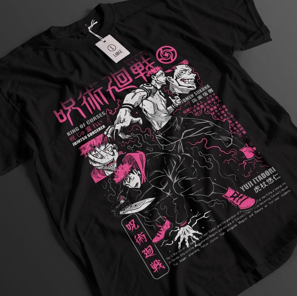

Футболка Jujutsu Kaisen Футболка Итадори Юдзи Футболка Сукуна Годзё Топ JJK Аниме Унисекс Футболка L