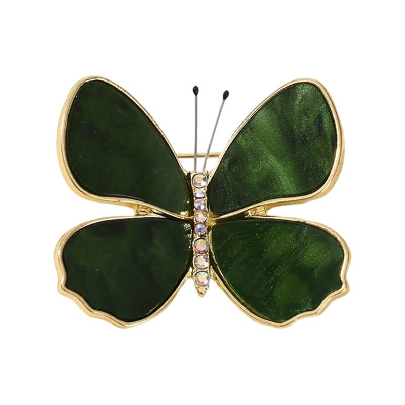 

Intricately Detailed Butterfly Jewelry Pin Sparkling Rhinestones Embellishment Versatile Wardrobe Staple For Women Girls зелёный