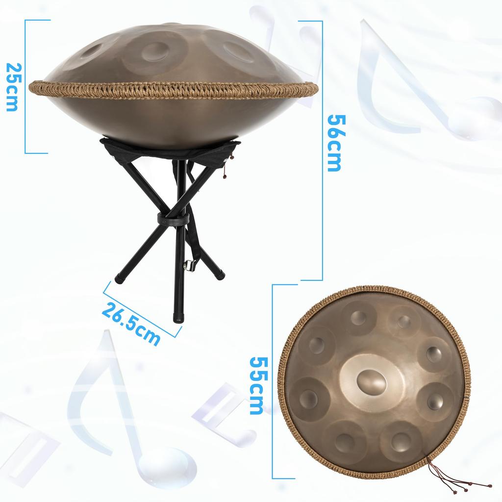 Rxakudedo Handpan Drum 22-inch Steel Handpan 432Hz with Storage Bag