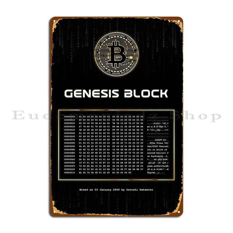 

Блок Бытия Биткоин Металлическая Табличка Дом Персонализированная Стена Пещера Создать Кино Жестяная Вывеска Постер 20x30cm（7.8x11.8inch）