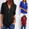 Stylish Womens Loose Fit Vneck Blouse With Splicing For Casual And Work Outfits