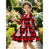 Girls' 3D Plaid Reindeer Dress Long Sleeve Summer Spring Vacation Daily Holiday Princess Beautiful Sweet Kids 4-12 Years Casual Dress A Line Dress