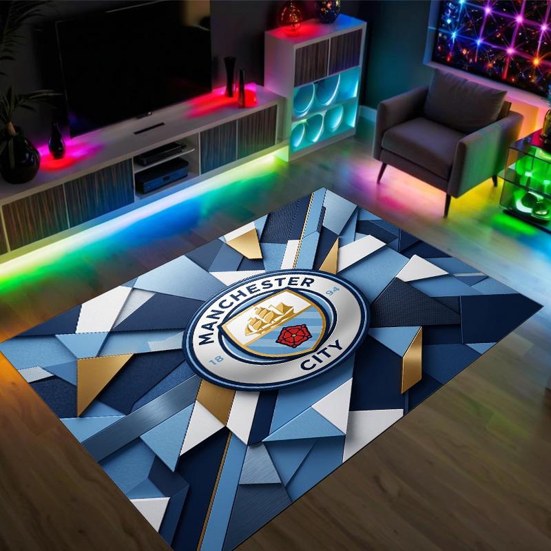 Manchester City Design Crystal Velvet Carpet Cozy Non?Slip Printed Rug For Bedroom Living Room Entrance