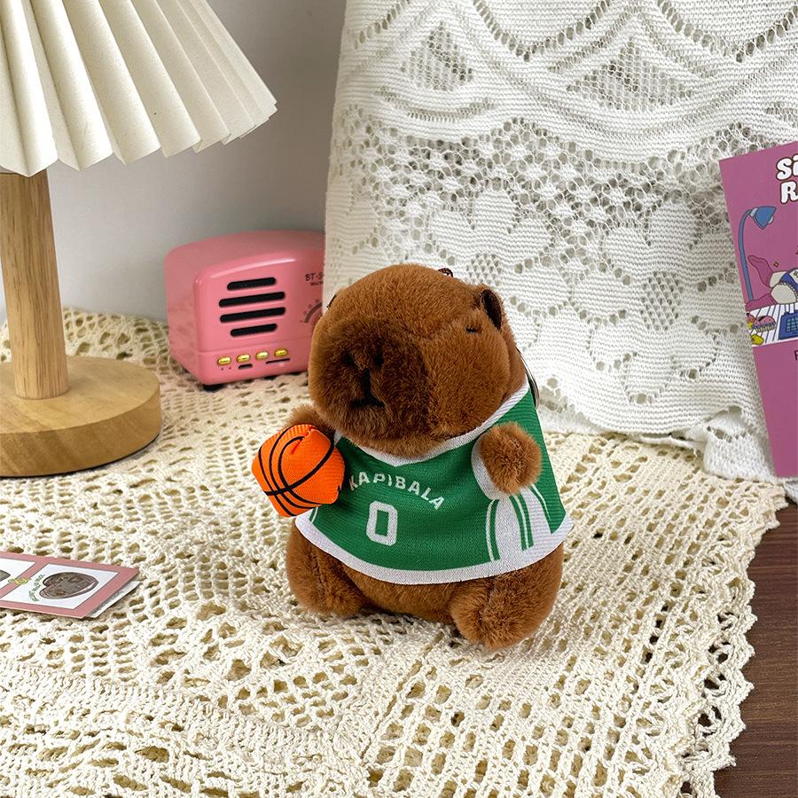 Cute Jersey Kapibala Plush Dolls Playing Basketball Capybara Dolls Bag Pendant Children's Day Gift