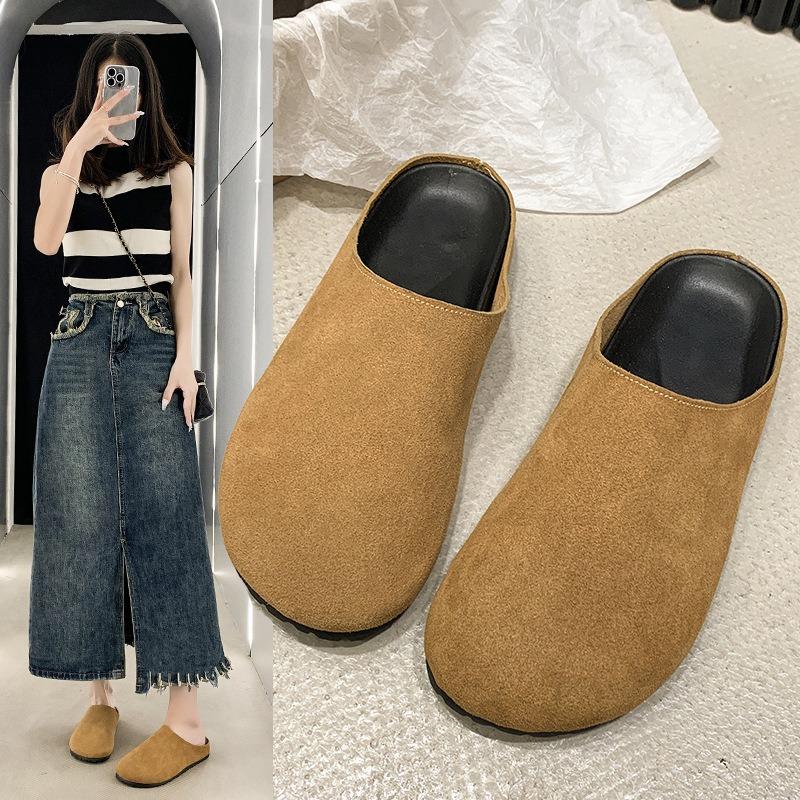 Comfortable casual shoes thick-soled bag head half slippers versatile autumn and winter outer wear soft-soled single shoes women's shoes