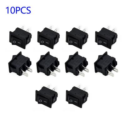 10Pcs X 2 Pin On-Off 2 Terminals SPST Boat Rocker Switches DC 12V 16A Black