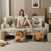 Art Flower Women Pillow Case Plush Fabric Soft Pillowcase Double Sided Print Sofa Cushion Cover Throw