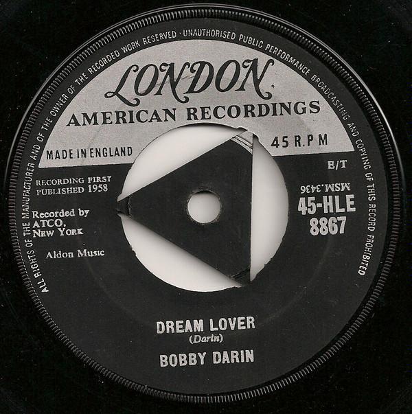 

7inch Record BOBBY DARIN - Dream Lover 45HLE8867 London Records 1959 UK Rock Used