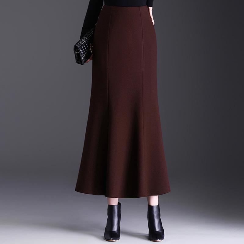 2025 Winter Long Woolen High-Waisted Fishtail Pencil Skirt