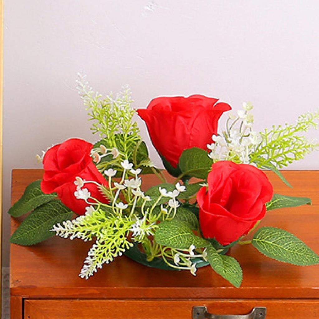 Candle Ring Centerpieces Elegant Ideal Gift Artificial Wreath for Party Home Pink