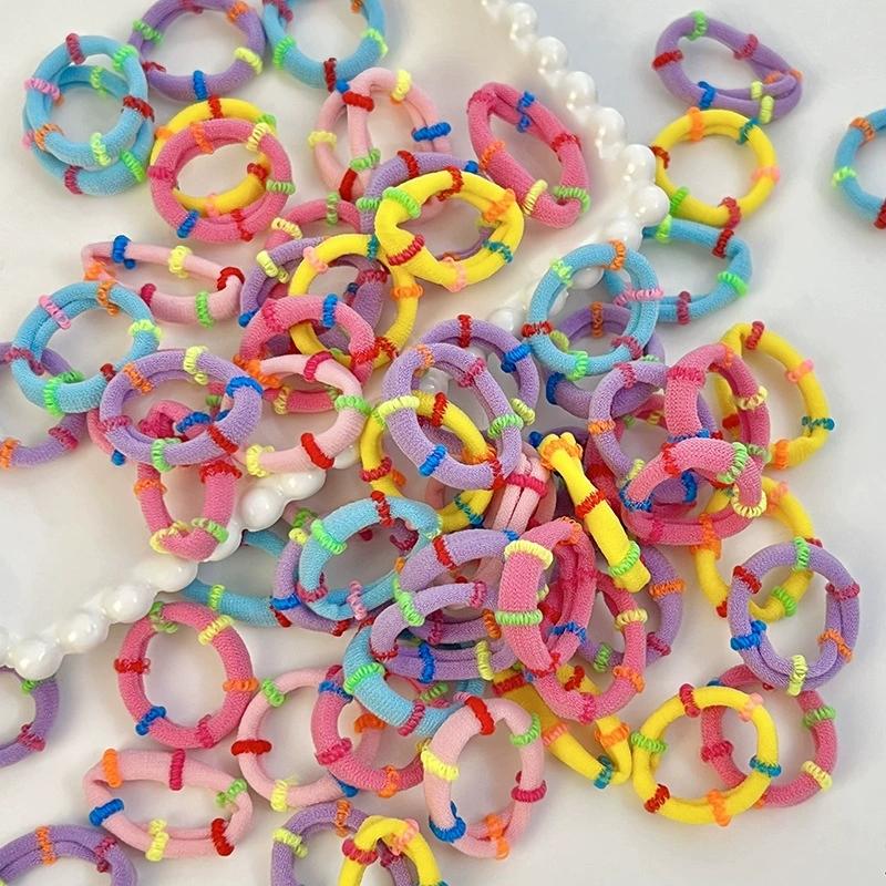 50 seamless candy colored bamboo joint small towel ring hair ring high elastic children's hair tie rubber band hair rope