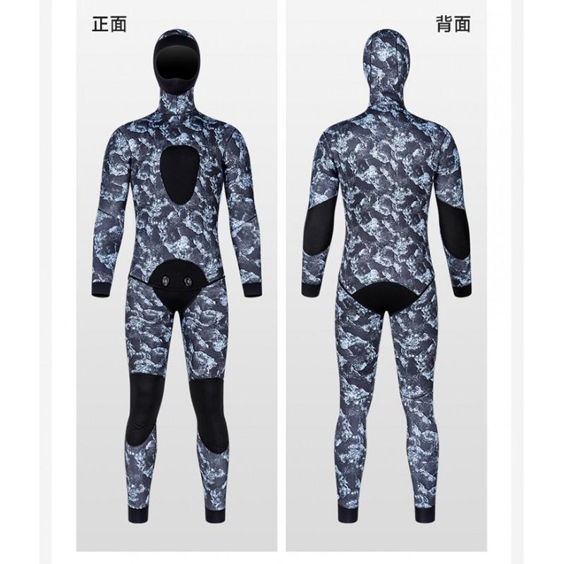 3mm 5mm Camo Neoprene Wetsuit Diving Surfing Snorkeling Fishing Men Full Body Thermal Protection Hooded Separate Suit