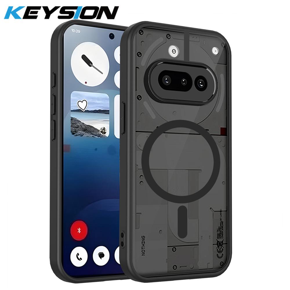 

KEYSION Магнитный чехол для телефона Nothing Phone 3A Силикон+ПК Матовый Полупрозрачный Ударопрочный Чехол на заднюю панель для Nothing Phone 3A Pro for Nothing 3A чёрный