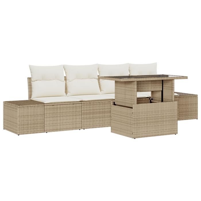 VidaXL Ensemble de canapé de jardin 5 pièces beige avec coussins 3349087