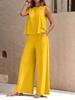 Women's Two-Piece Set Sleeveless Tank Top High Waist Wide Leg Pants Casual Outfit