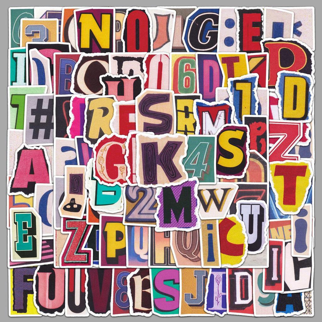 100 Sheets of Retro Graffiti Alphabet and Number Stickers for Phone Cases and Journals