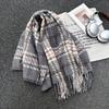Classic color matching plaid fringed scarf women's autumn and winter fashion versatile warm thickened student scarf