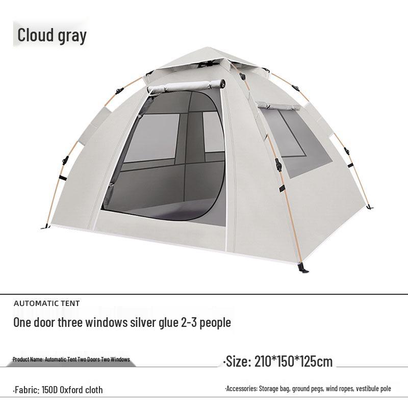 Automatic Outdoor Folding Camping Tent with Silver Coating - Rainproof and Durable