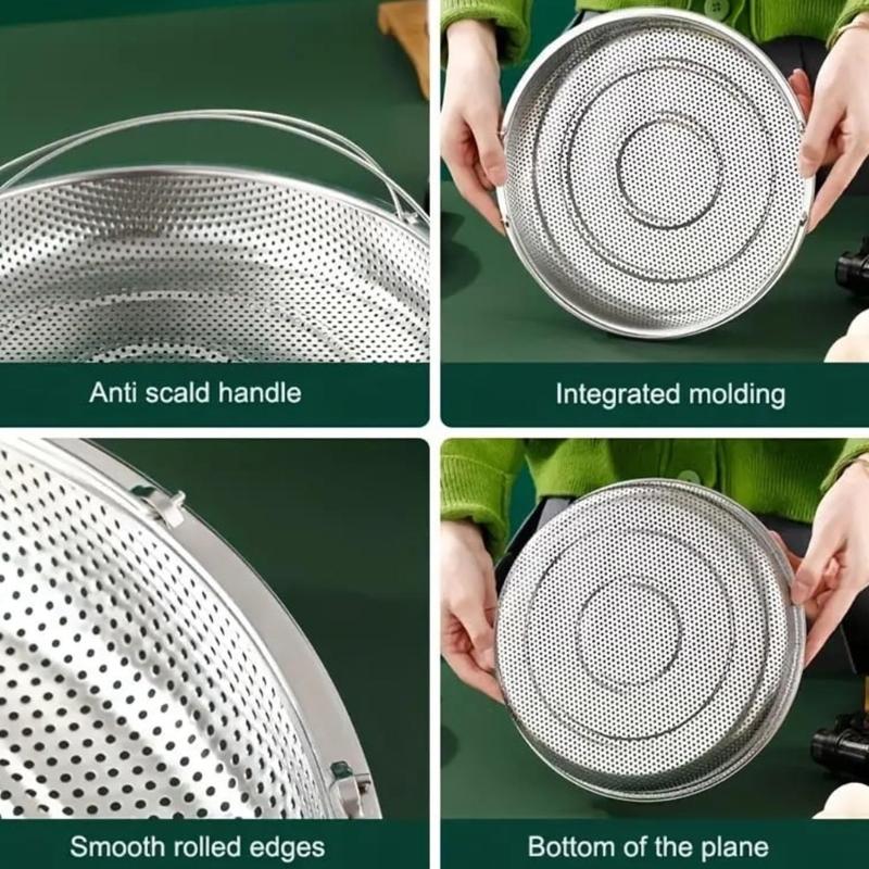 Multifunctional Nonrust Steel Steamer Stand With Ergonomic Handle For Secure Grip And Space Saving Kitchen Use
