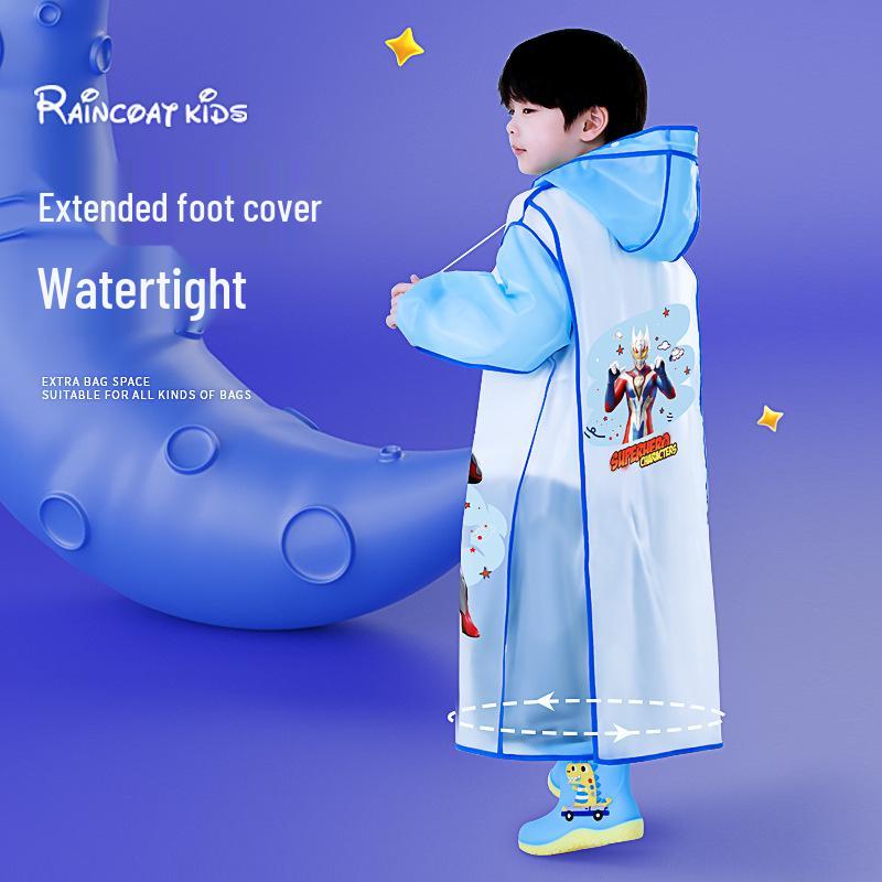 Children's Cartoon Raincoat with Backpack Slot - Large, Full-Body for Primary Students