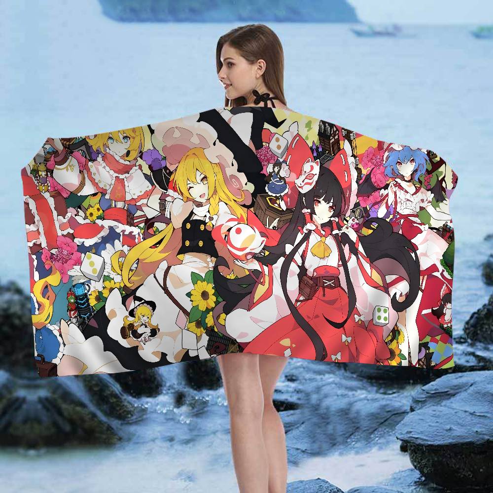 Classic T-Touhou P-Project Anime Beach Swimming Towel Soft Absorbent Washcloth Children's Gifts For Kids Travel Camping Gym