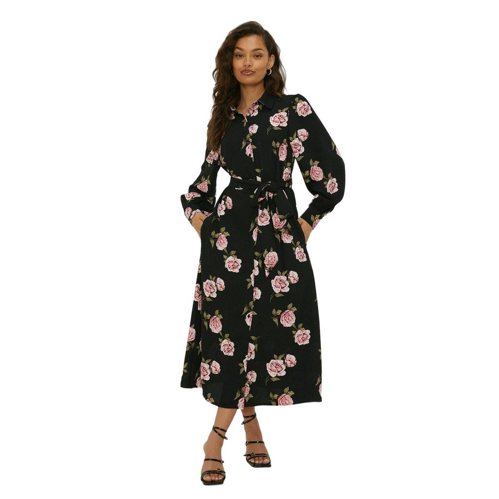 Dorothy Perkins Dámské/Dámské květinové košilové šaty do pasu Drobné midi šaty