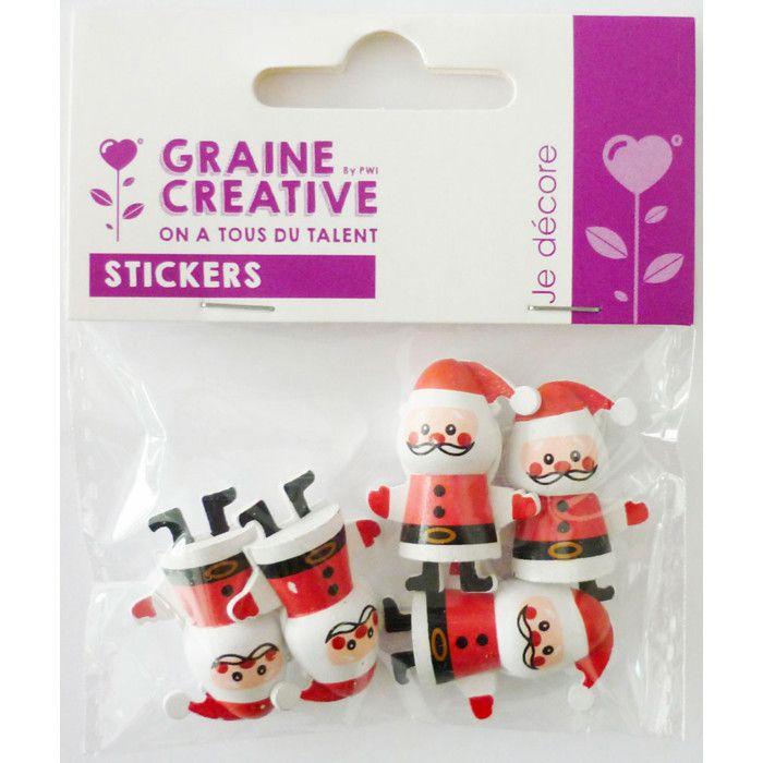Décoration Mini Père-Noël 3D 3 cm 5 pièces