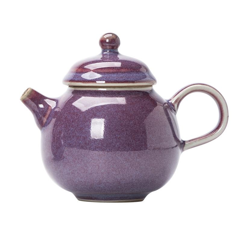 Light Luxury Kiln Purple Gold Teapot Household High-grade Large-capacity Tea Cup Teapot Ceramic Single Pot Kiln-changed Crystal Glaze