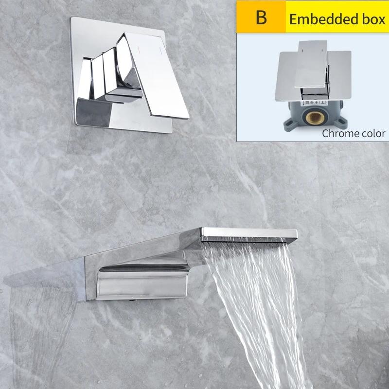 Brass Black Waterfall Basin Tap Chrome Waterfall Bathtub Sink Faucet Single Handle Bathroom Cold And Hot Mixer Tap Faucet