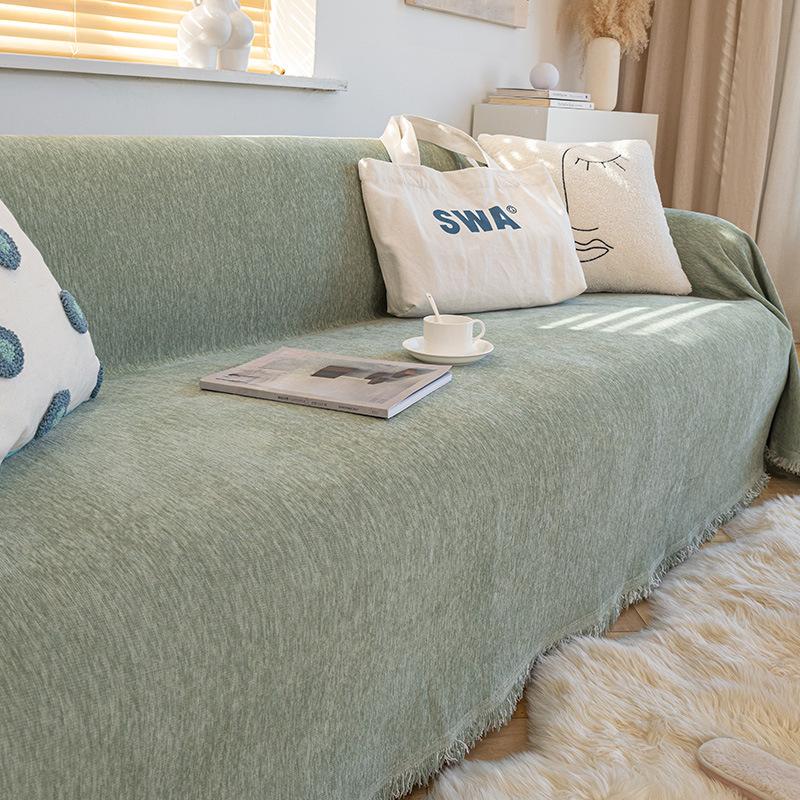 Chenille Sofa Cover Cloth, All-season Universal Solid Color Full Cover Sofa Towel, Cream Style, High-end Feeling, One Piece Sofa Blanket