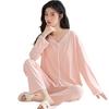2 Pezzi/Set Pigiama da Donna con Imbottiture al Petto Maniche Lunghe Largo Tinta Unita