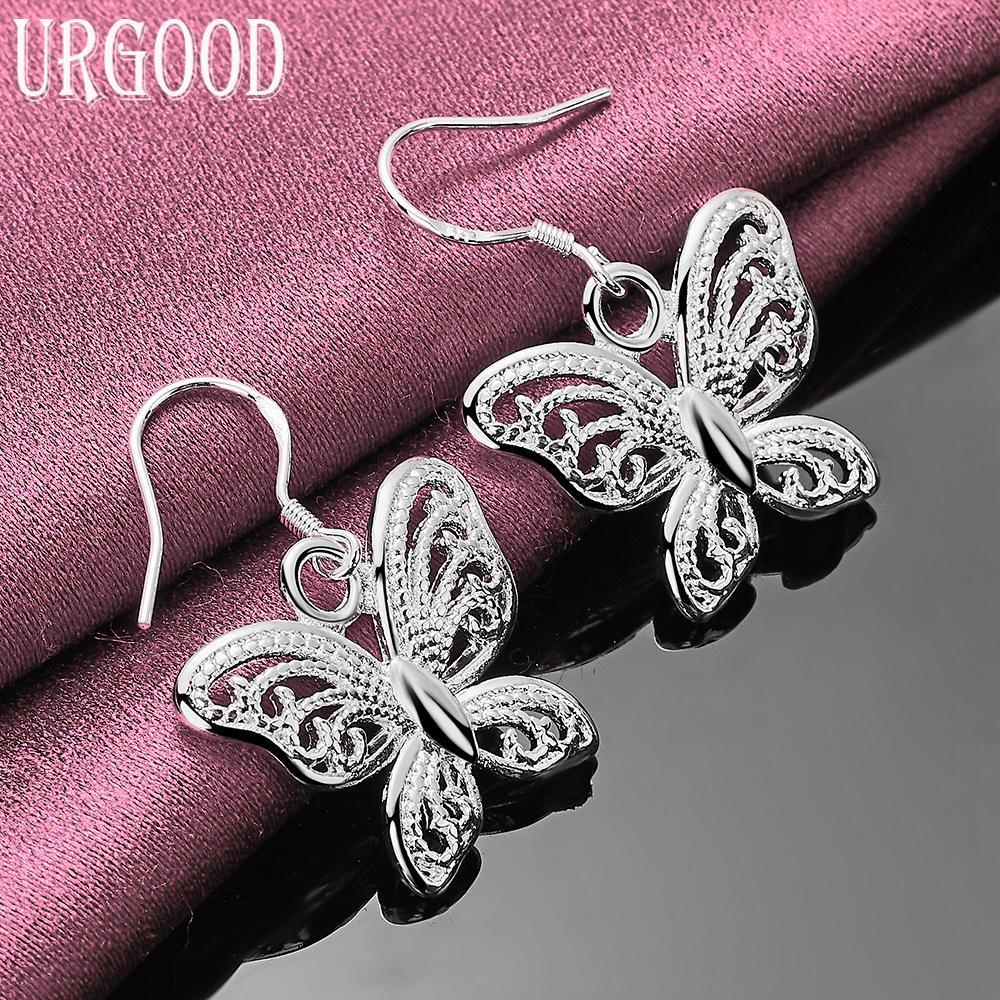 925 Sterling Silver Butterfly Earrings Wedding Jewelry