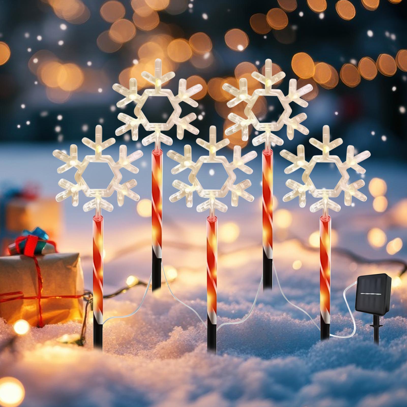 

Waterproof LED Stake Lamp Solar Pathway Lights Outdoor 5 Pieces Christmas Solar Snowflake Lights for Walkway Garden Festival China Mainland
