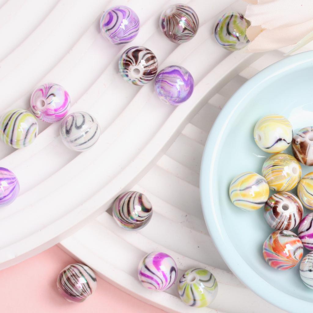 10/12/14mm 20/10/5 Stücke Gemischte farbe Streifen AB Acryl Lose Perlen Für Schmuck Machen DIY Armband Halskette anhänger Schmuck Zubehör