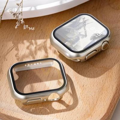 Tempered Glass+cover For Apple Watch Case Accessories 45mm 41mm 44mm 40mm Screen Protector Apple Watch Series 9 8 7 6 SE 5 4