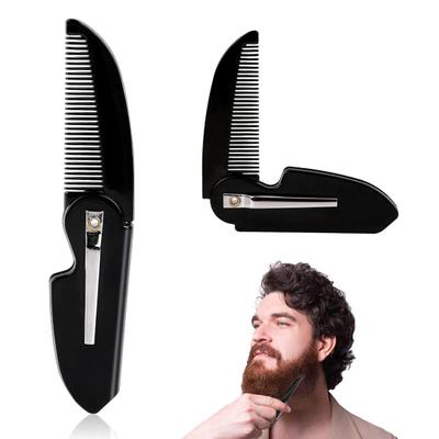 Folding Mustache Comb Portable Beard Comb Fine Teeth Plastic Pocket Comb Anti-Static Travel Mini Men